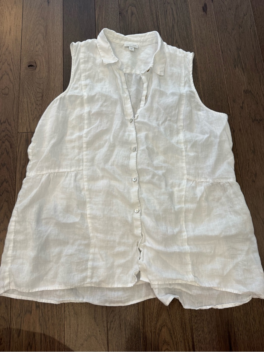 J. Jill Love Linen Sleeveless White Button-Front Blouse - Picture 2 of 4